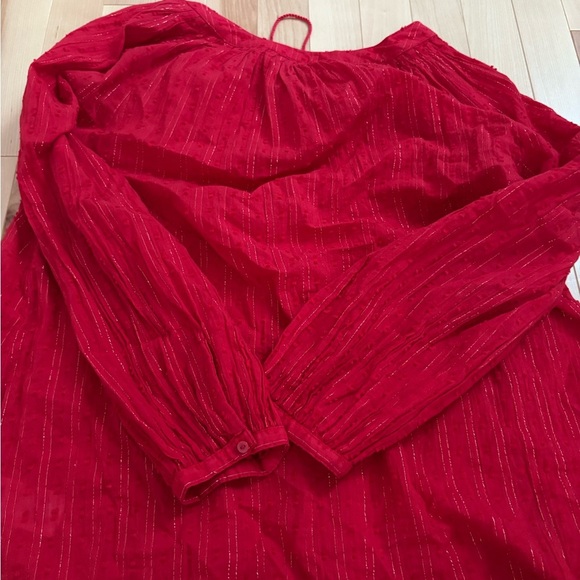 Old Navy Red Long Sleeve Tie Front Blouse - Picture 3 of 3